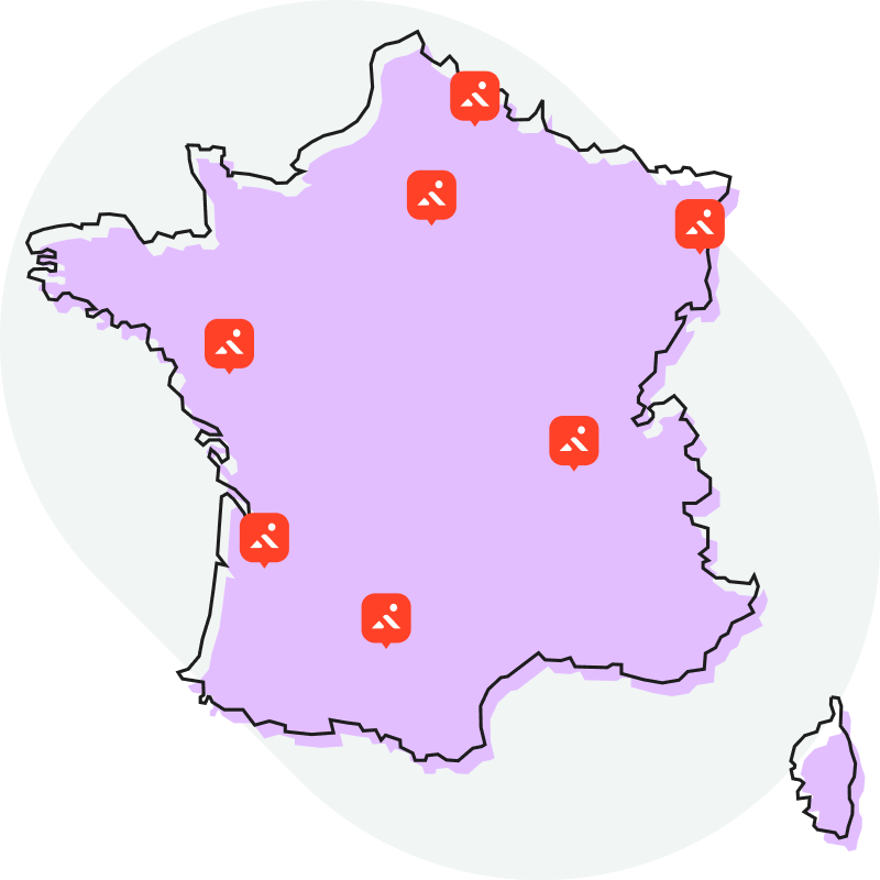 Carte de France des villes couvertes par le service Cyclofix